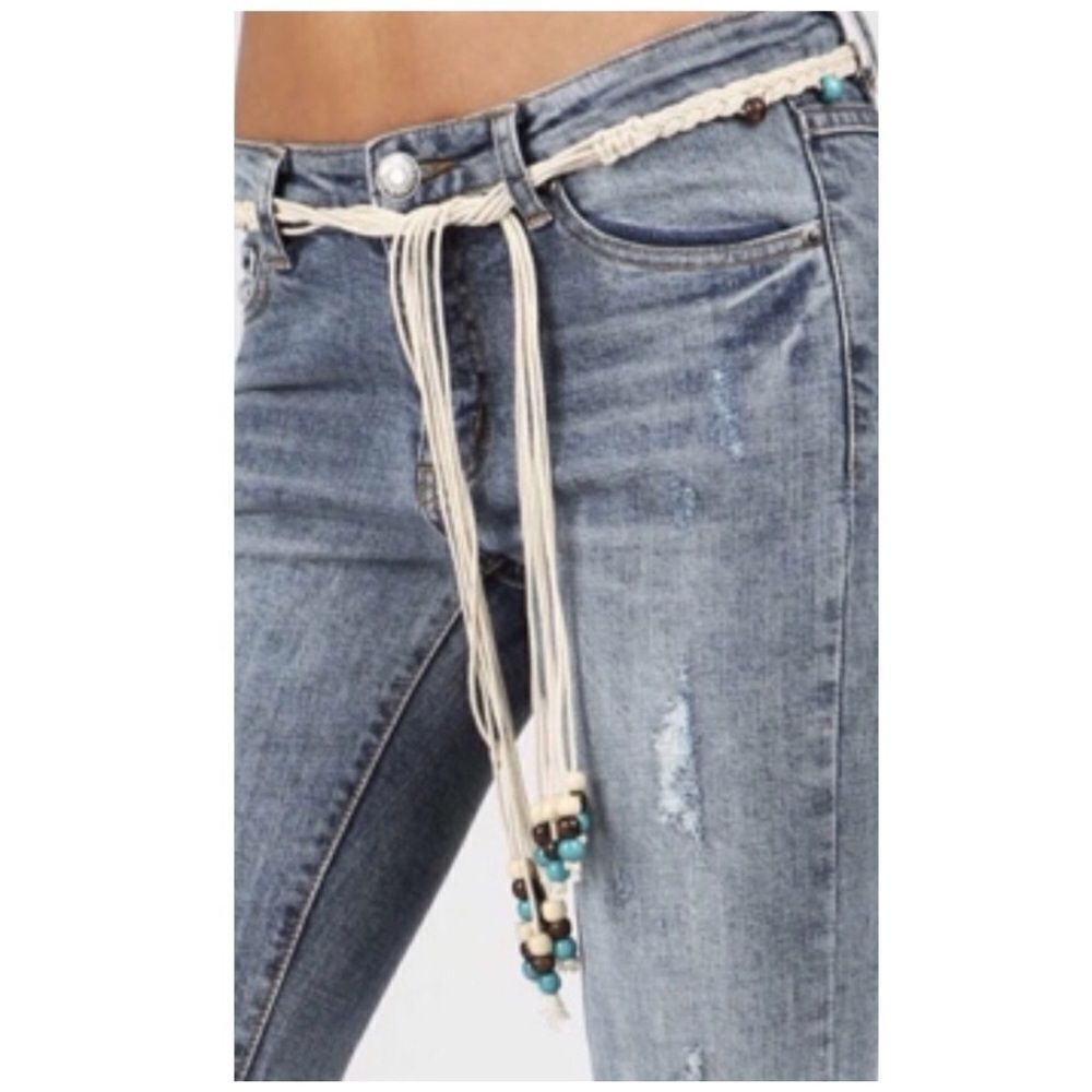 NATURAL Twisted Knot Bead Detail Leatherette Belt - Picture 5 of 7